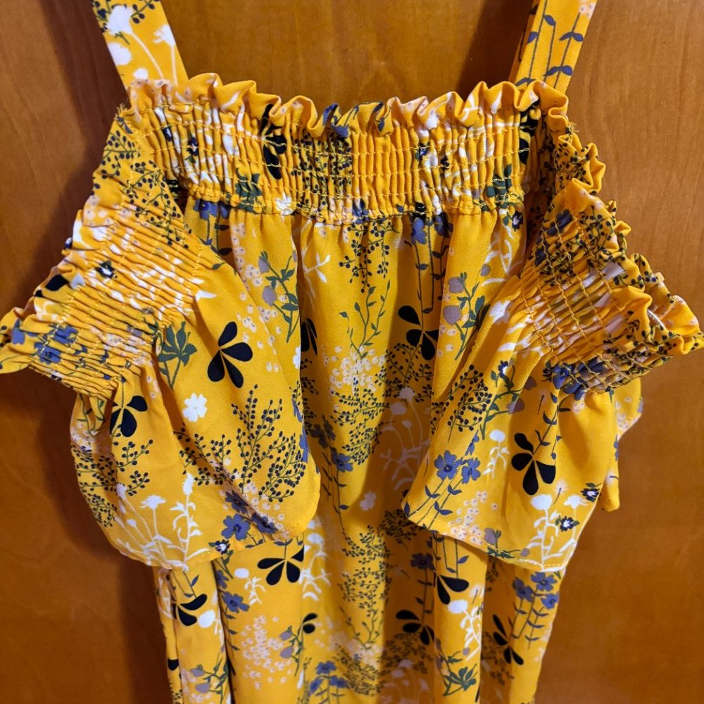 Sienna Sky Off the shoulder yellow flower blouse XS - Picture 3 of 13